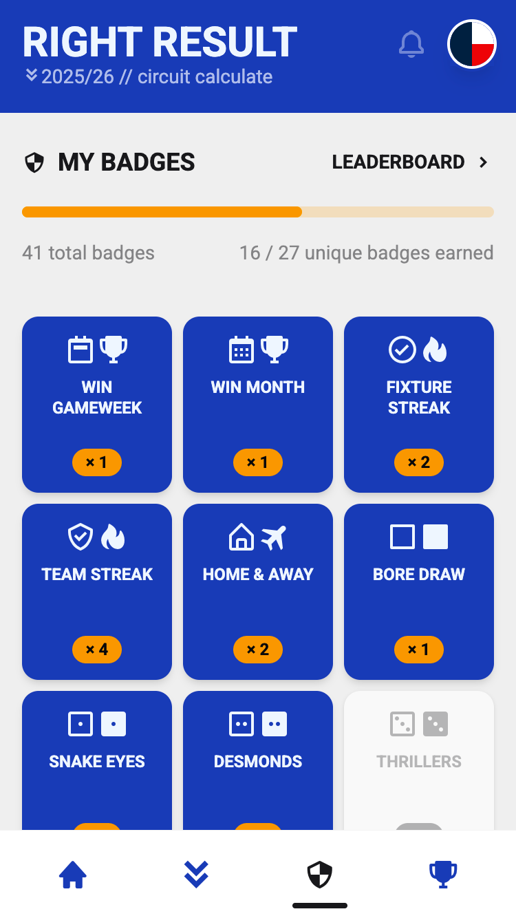 Badges screen